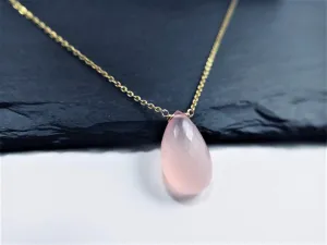 Pink Chalcedony Pear Shape Necklace