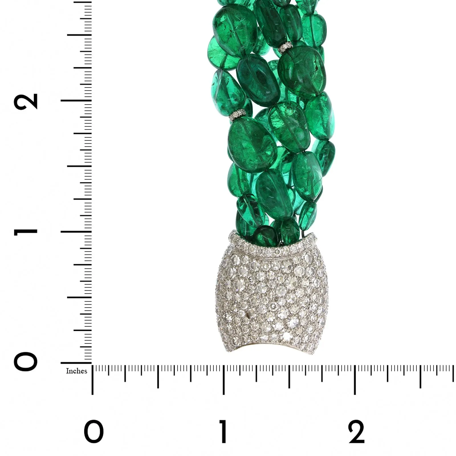 Platinum 7 Strand Emerald Bead Diamond Bracelet