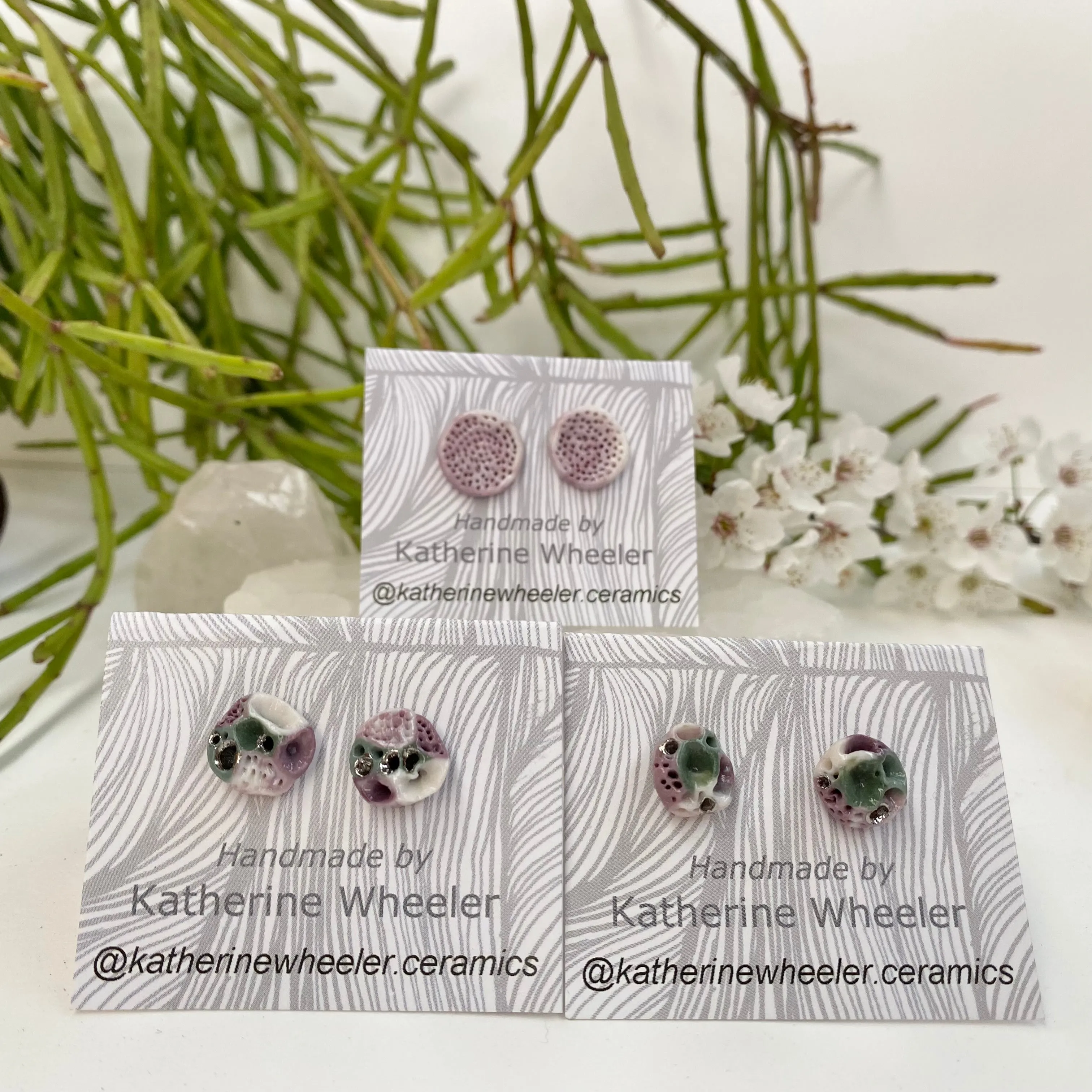 Purple   Green Coral Studs ~ Pick a Pair
