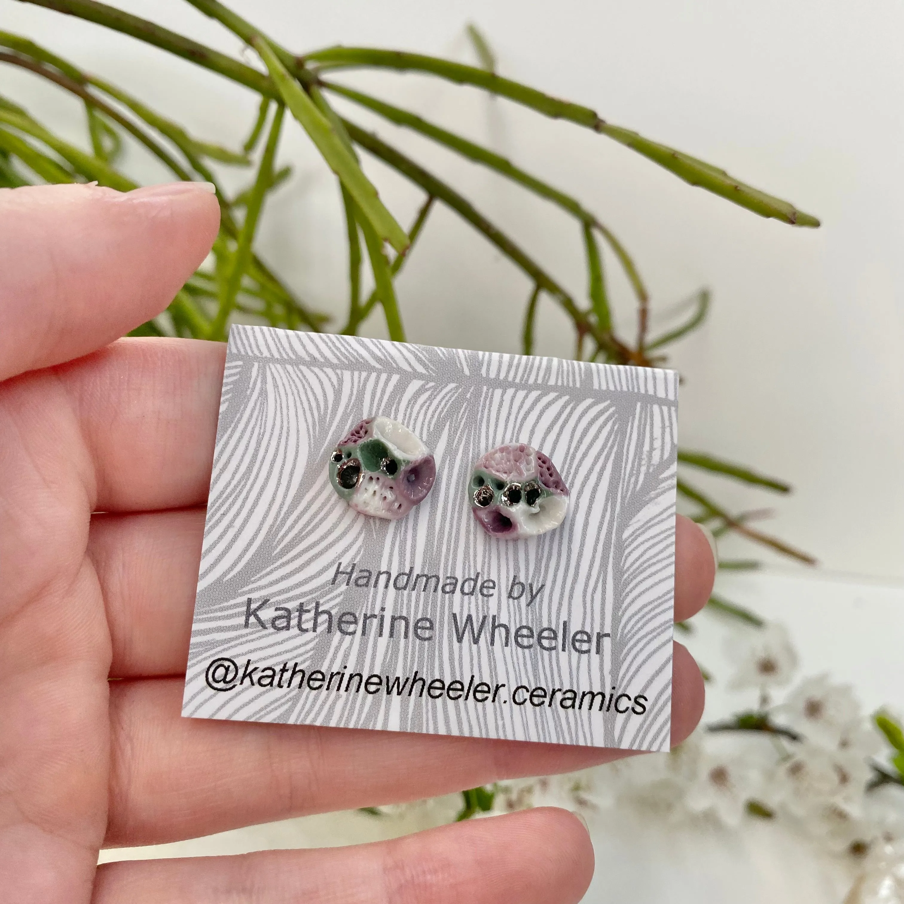 Purple   Green Coral Studs ~ Pick a Pair