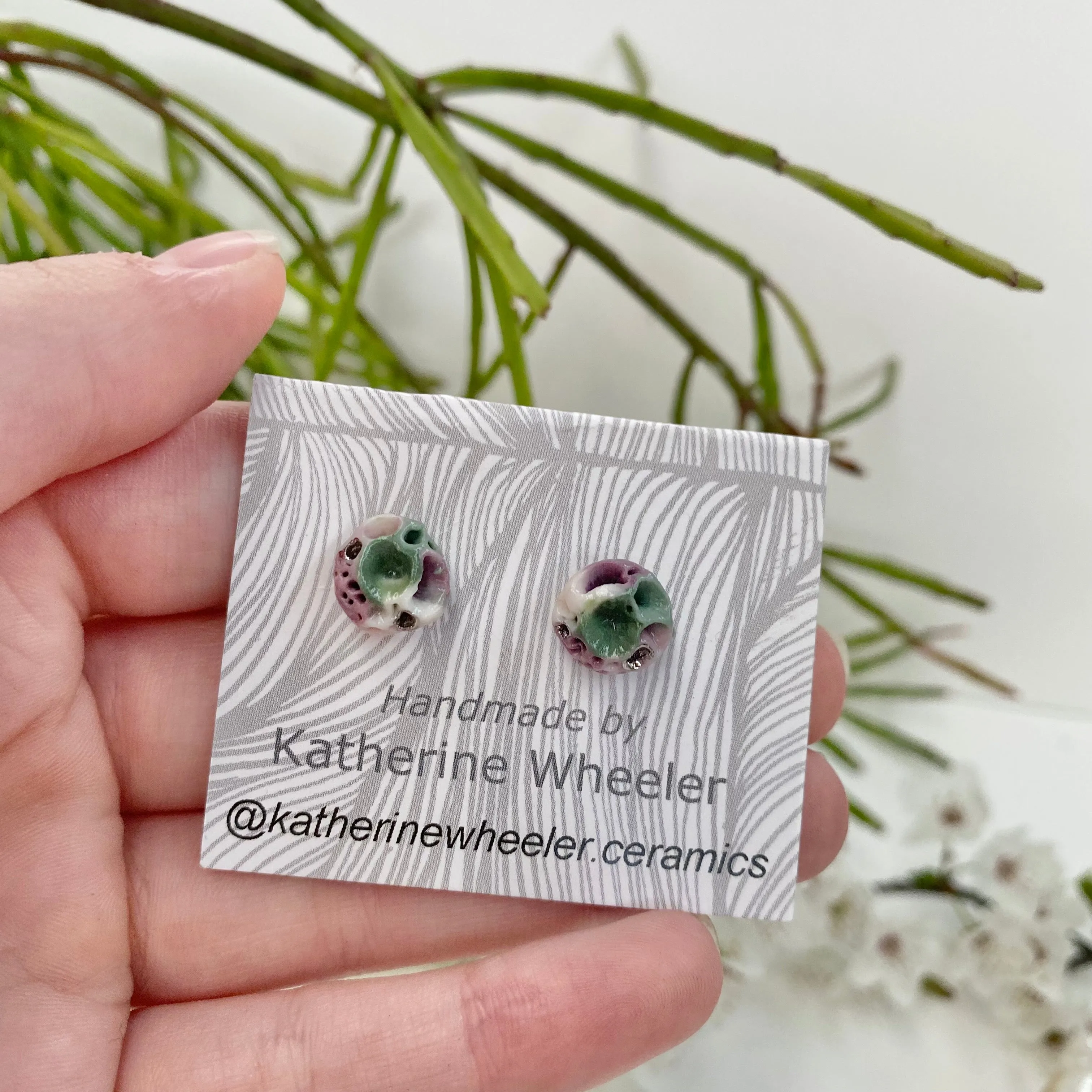 Purple   Green Coral Studs ~ Pick a Pair