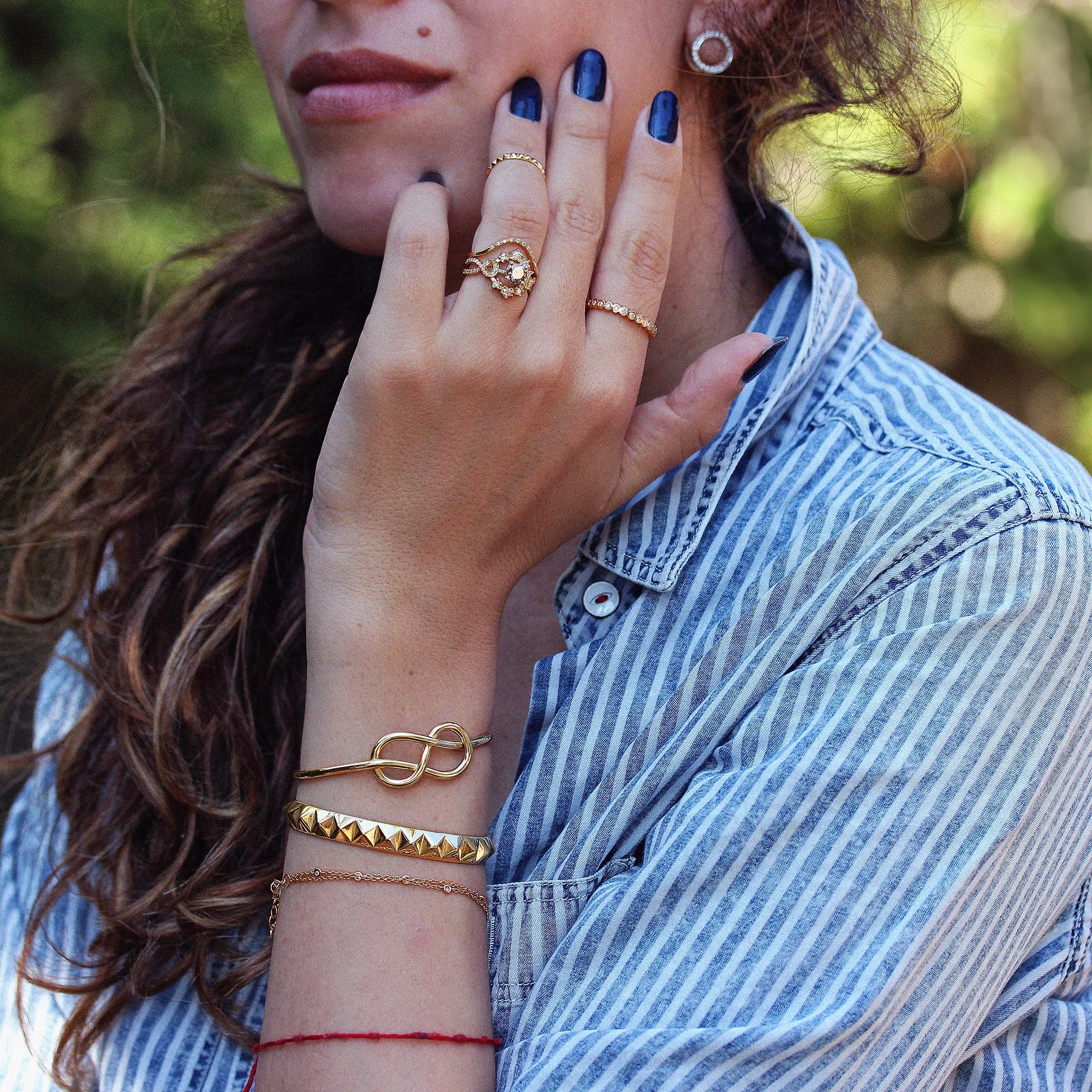 Pyramid Gold Cuff Bangle ♥