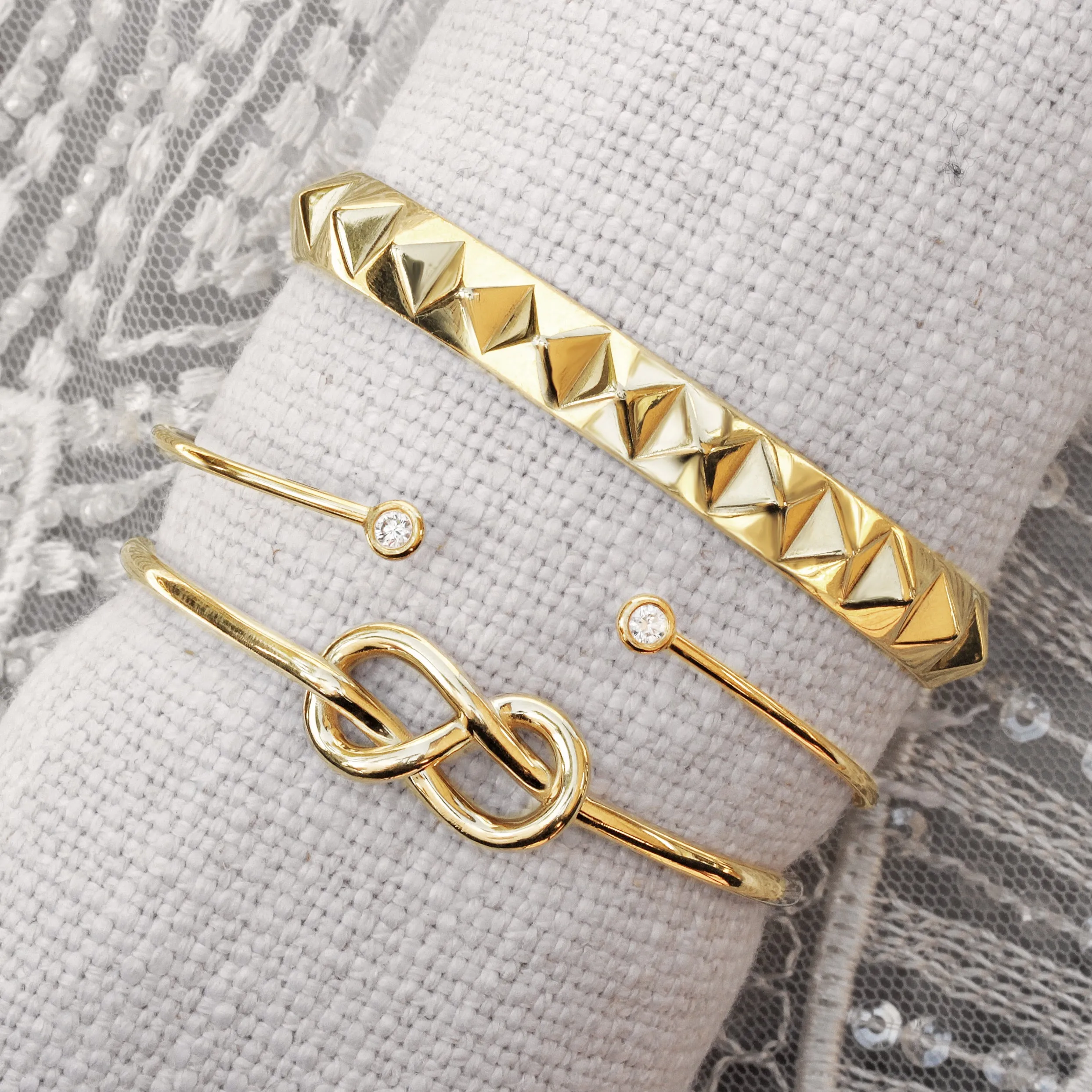 Pyramid Gold Cuff Bangle ♥