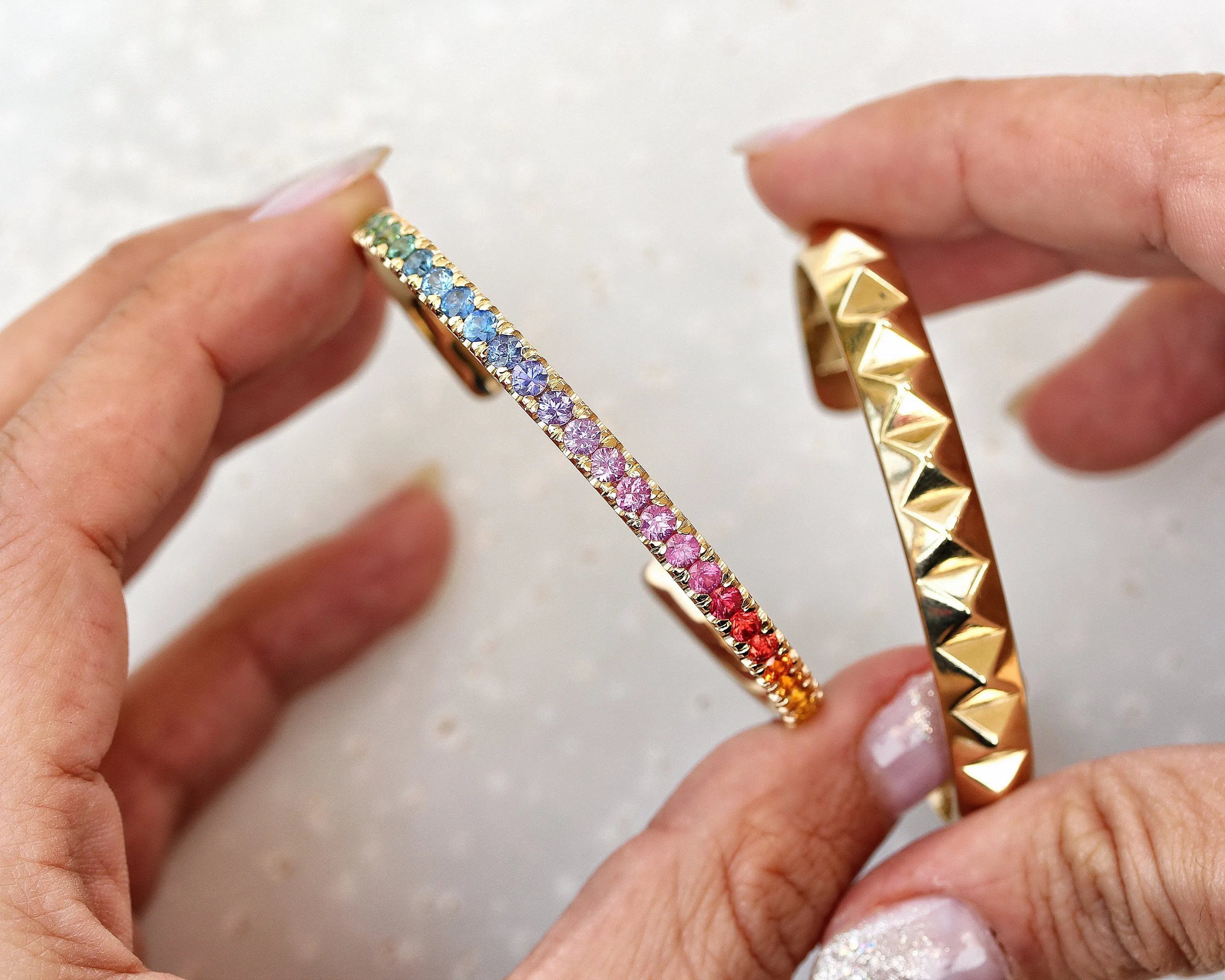 Pyramid Gold Cuff Bangle ♥