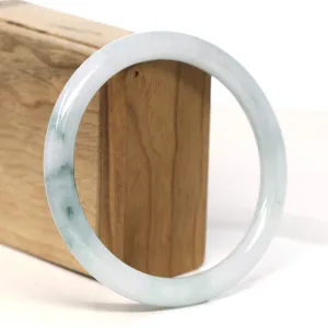 "Classic Round" Blue- Green Jadeite Jade Bangle (62.3 mm) #T431