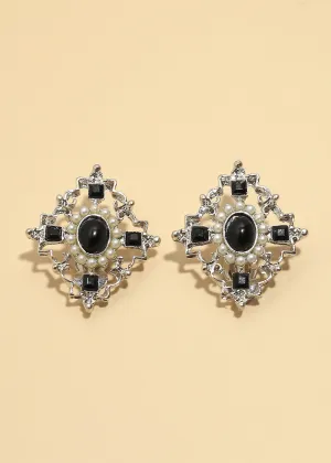 "Midnight Pearl" Clip Earrings