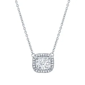 Radiant Diamond Halo Pendant Necklace