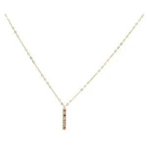 Rainbow Gemstone Bar Necklace