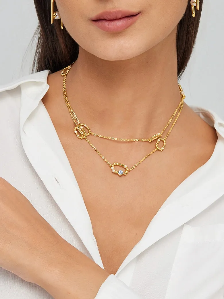 Rectangles Charm Beaded Necklace