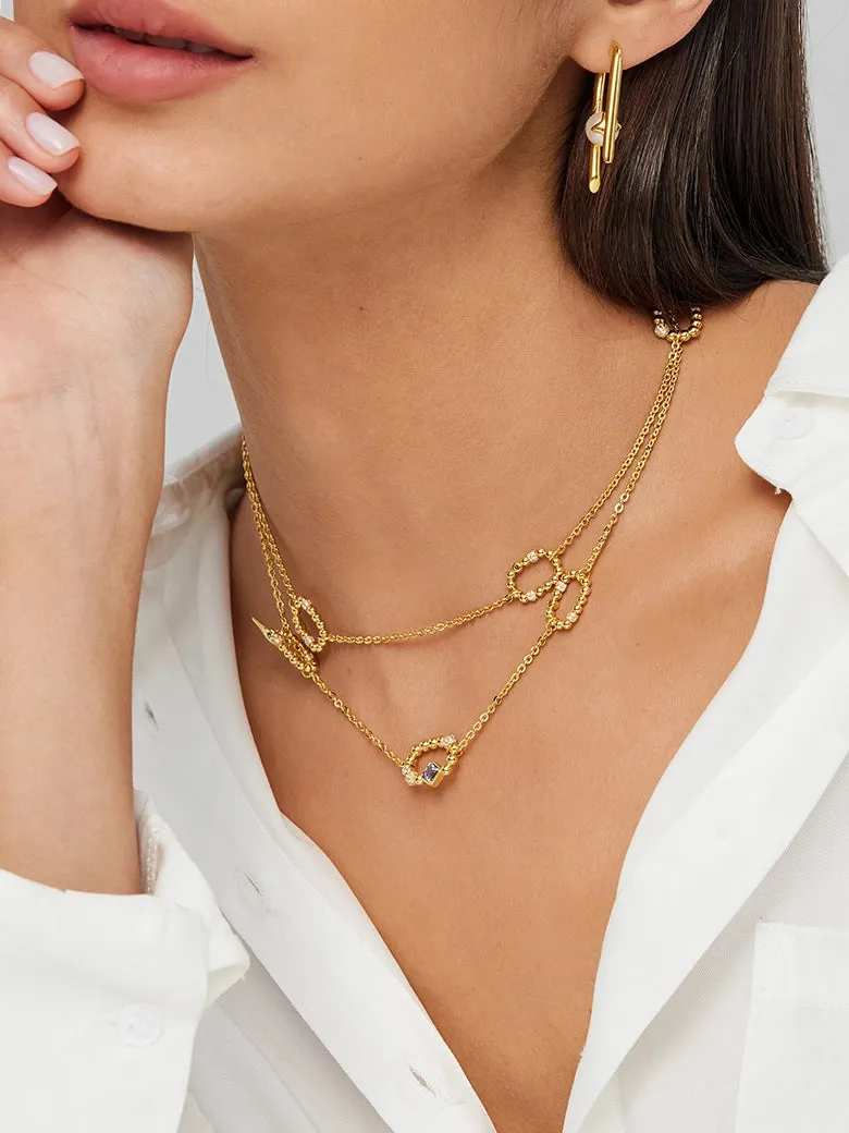 Rectangles Charm Beaded Necklace