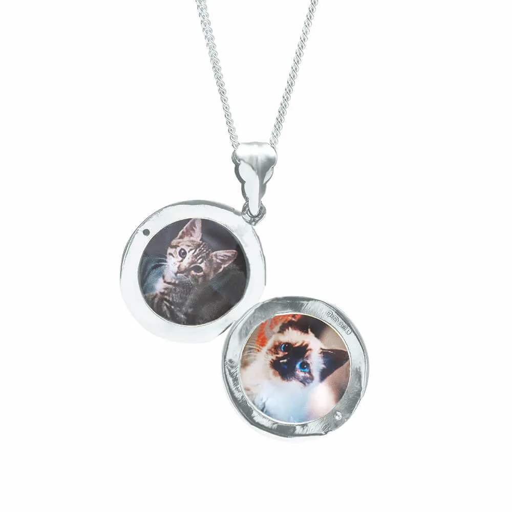 Round Locket Necklace | White Gold