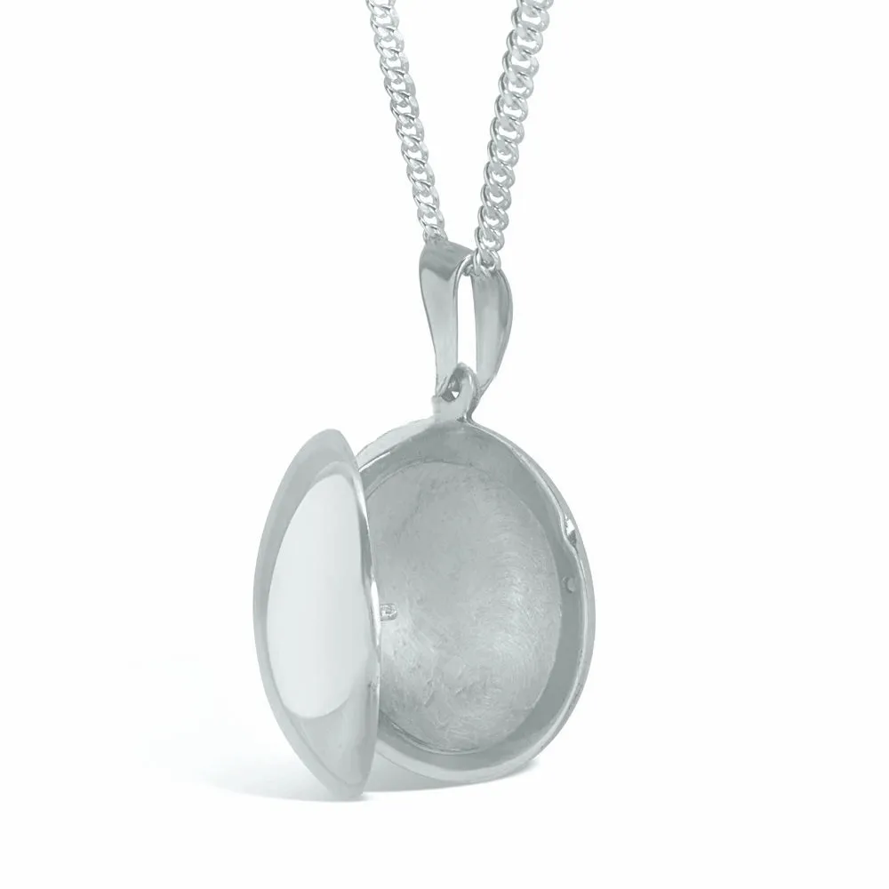 Round Locket Necklace | White Gold