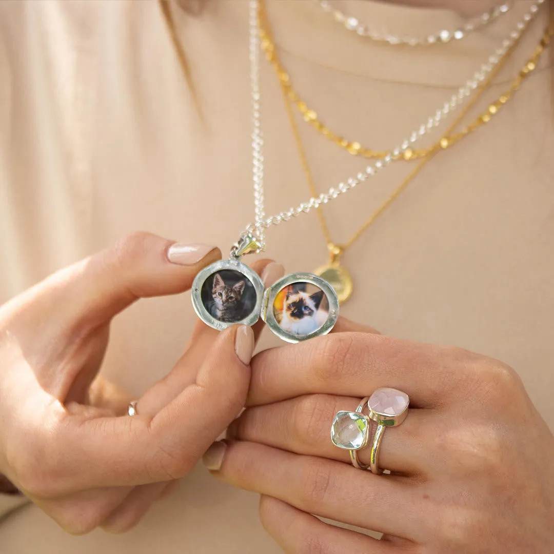 Round Locket Necklace | White Gold