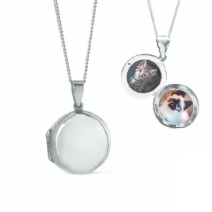 Round Locket Necklace | White Gold