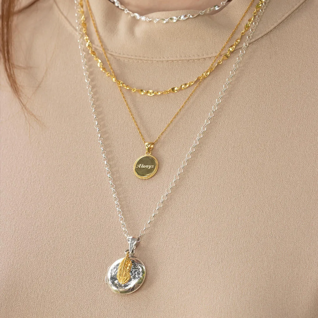 Round Locket Necklace | White Gold