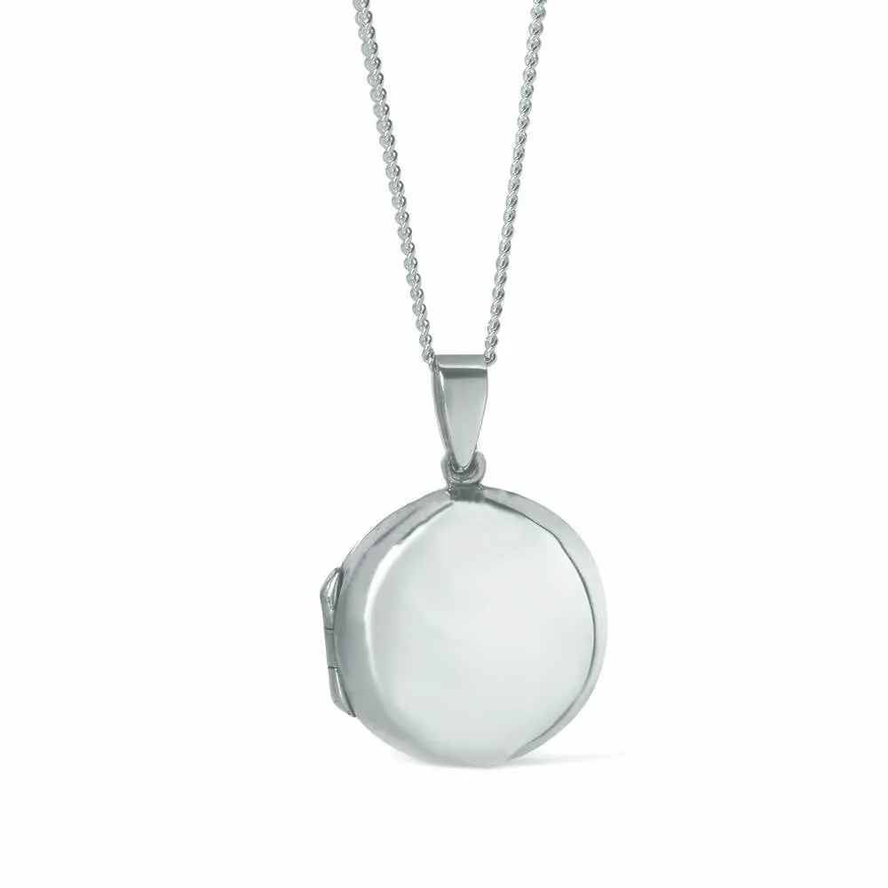 Round Locket Necklace | White Gold