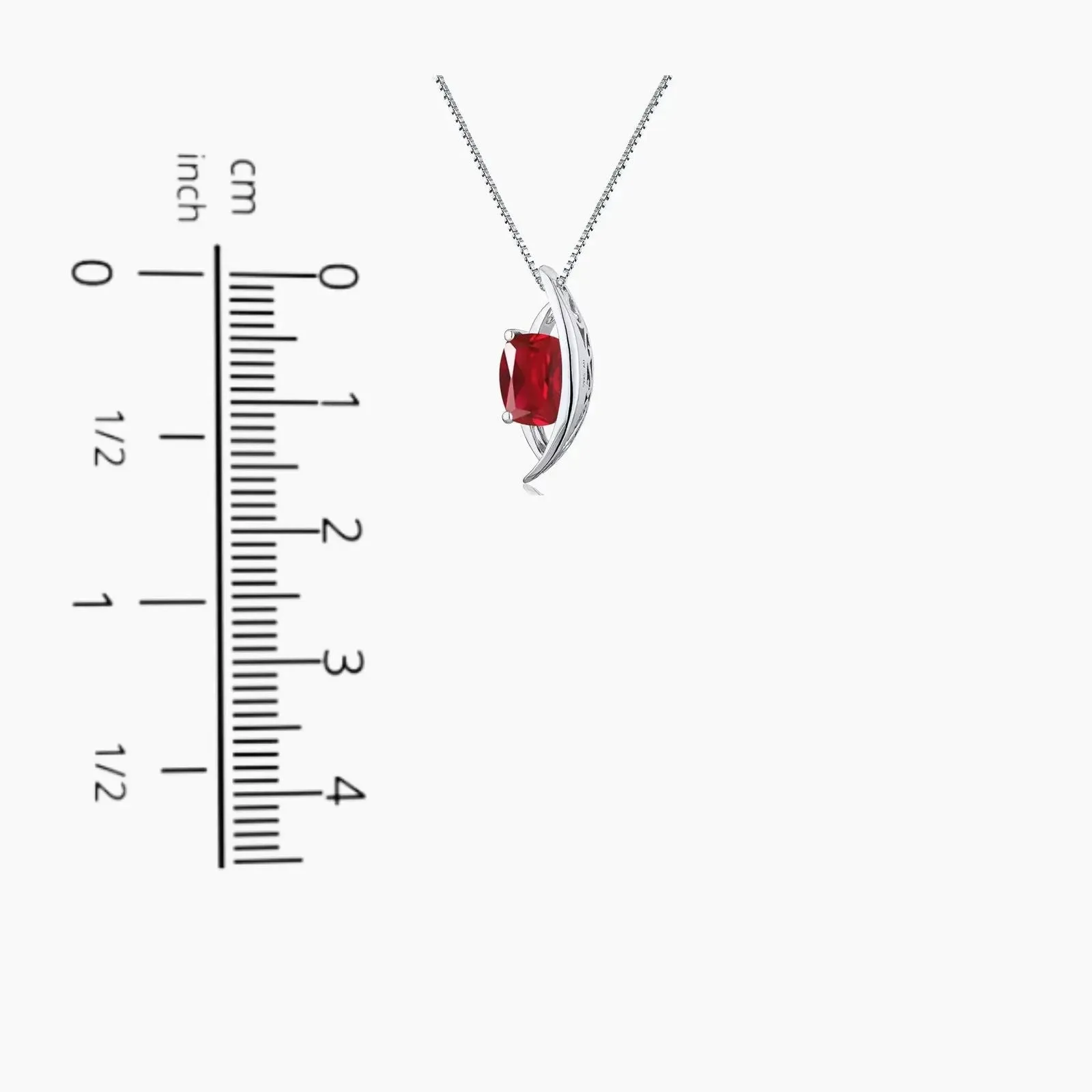 Ruby Cushion Cut Globe Necklace in Sterling Silver