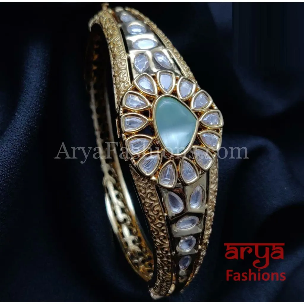 Ruby Emerald Golden Jadau Bracelet Kundan stones