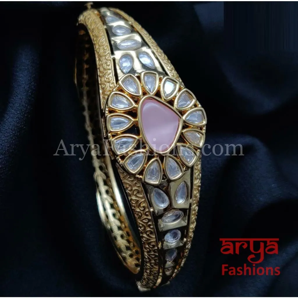 Ruby Emerald Golden Jadau Bracelet Kundan stones