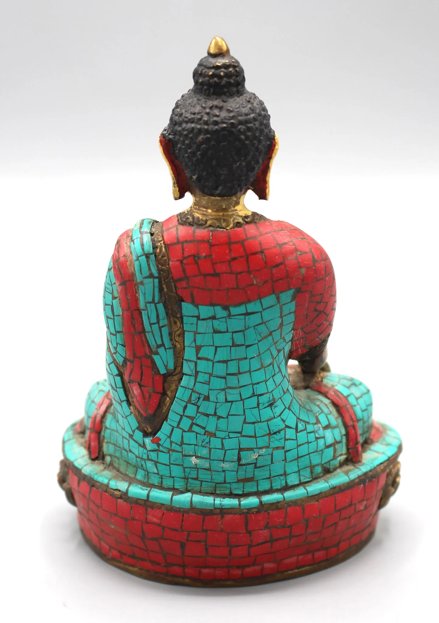 Shakyamuni Buddha Statue Inlaid Turquoise and Coral