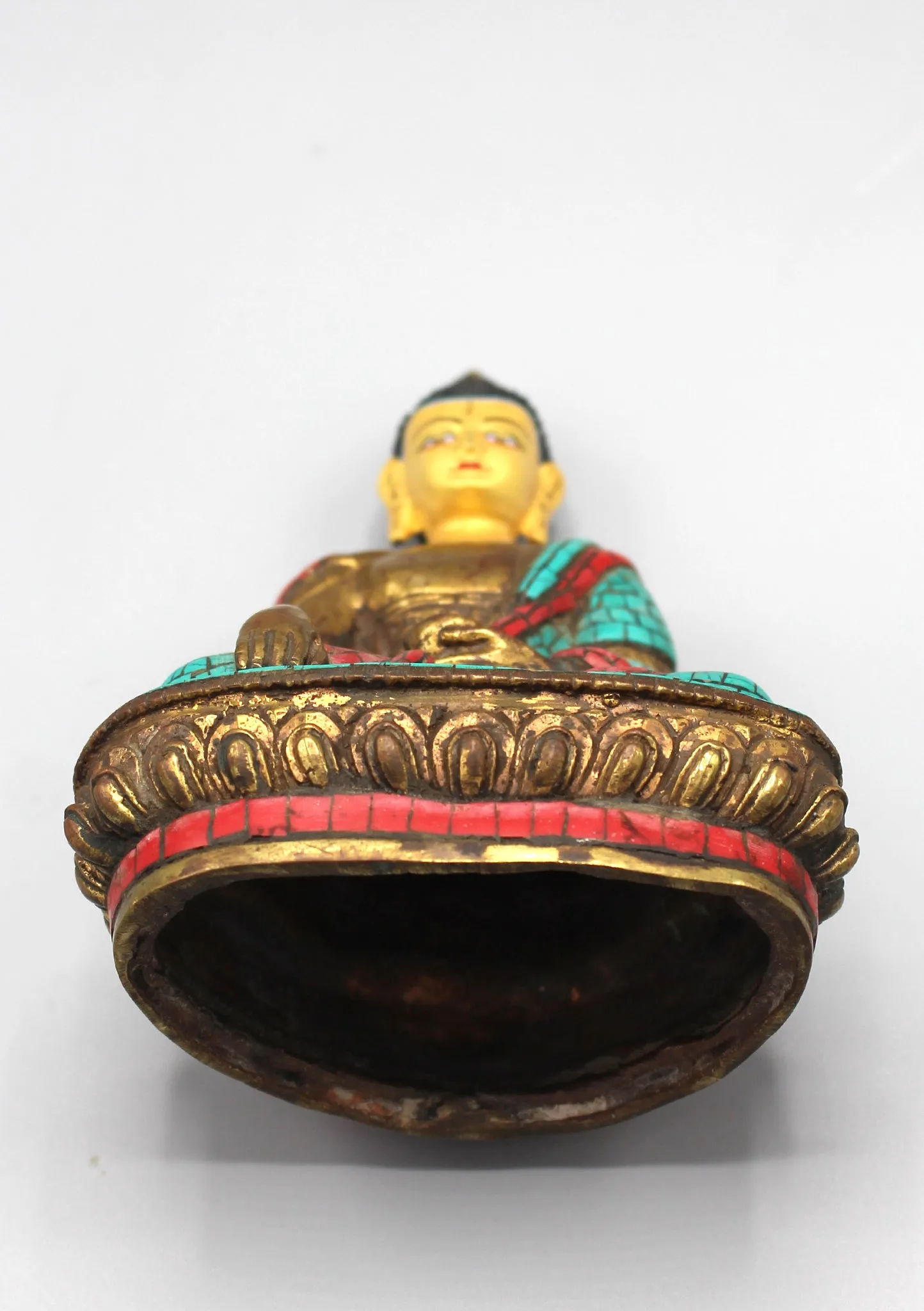 Shakyamuni Buddha Statue Inlaid Turquoise and Coral
