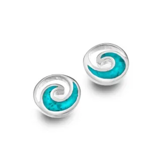 Silver and Turquoise wave stud earrings