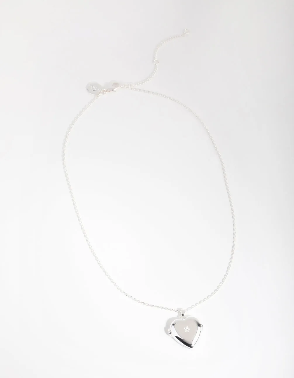 Silver Plated Cubic Zirconia Heart Locket Necklace