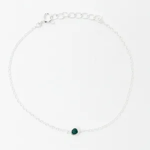 Silver Raw Emerald Solitaire Bracelet