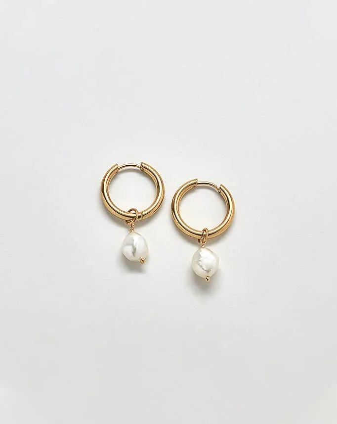 Single Pearl Hoop Earrings