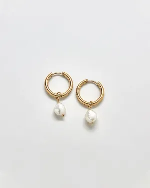 Single Pearl Hoop Earrings