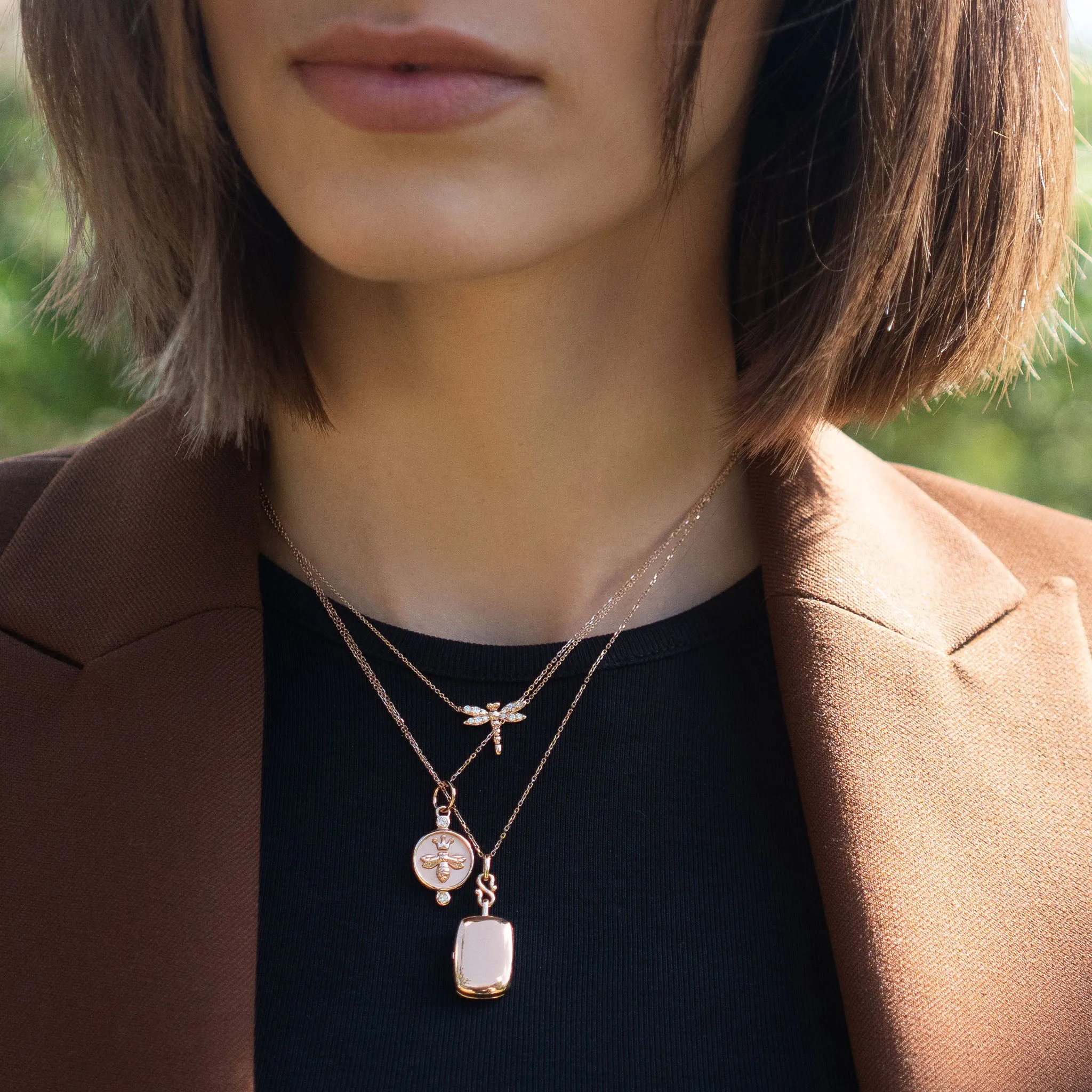 Slim "Britt" Rose Gold Locket Necklace