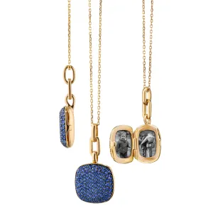 Slim "Rae" Locket Necklace with Blue Sapphires