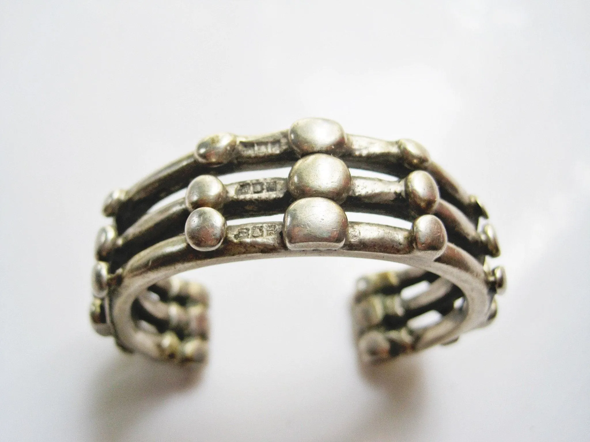 Small Triple Tier Nubian Silver Currency Bracelets Made in Egypt