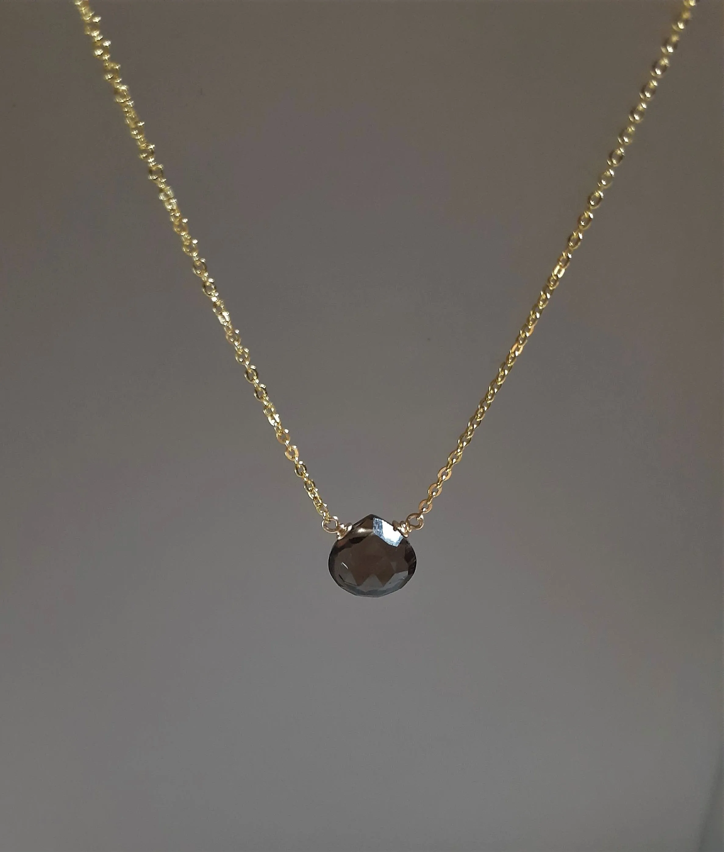 Smoky Quartz Heart Briolette Necklace