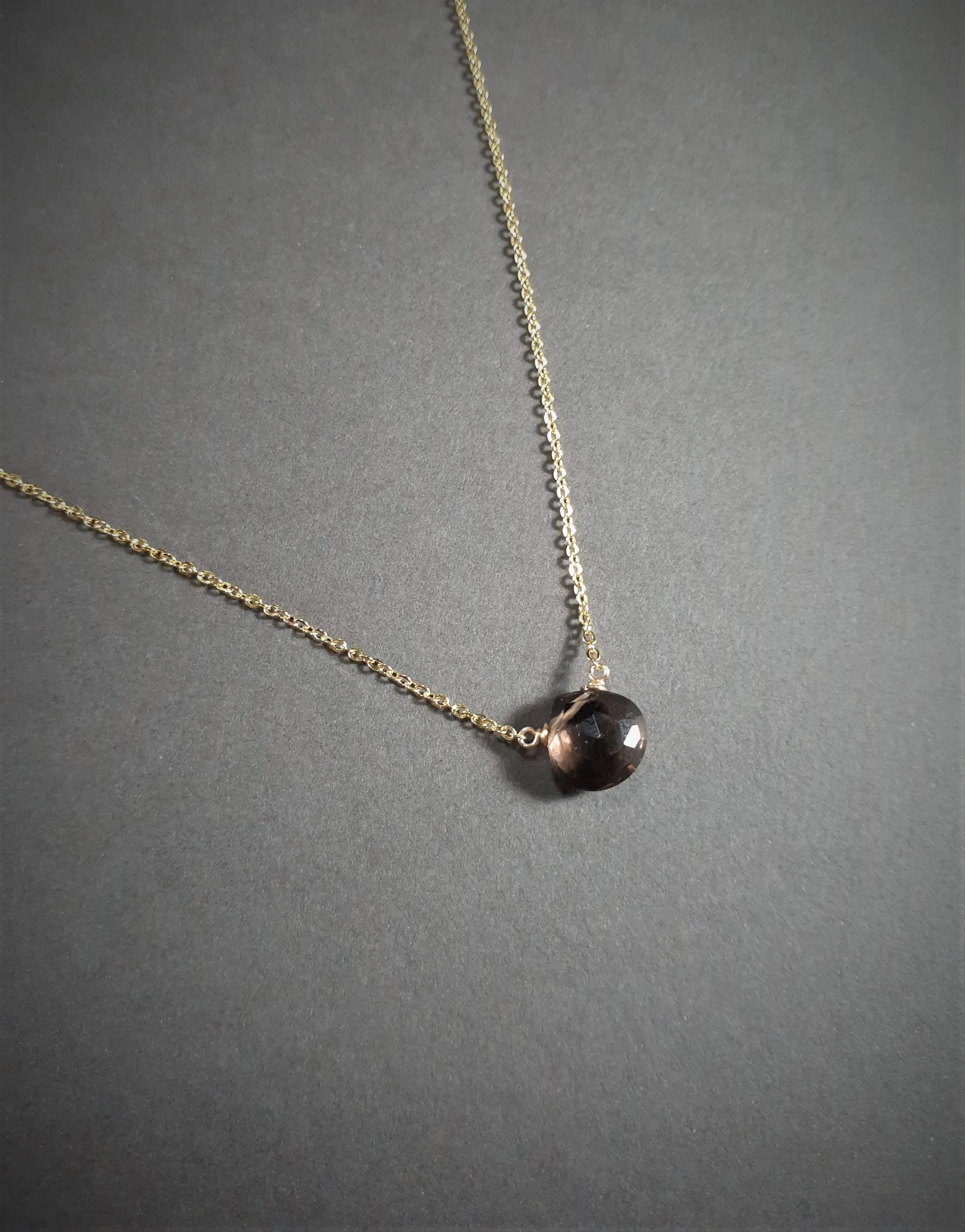 Smoky Quartz Heart Briolette Necklace