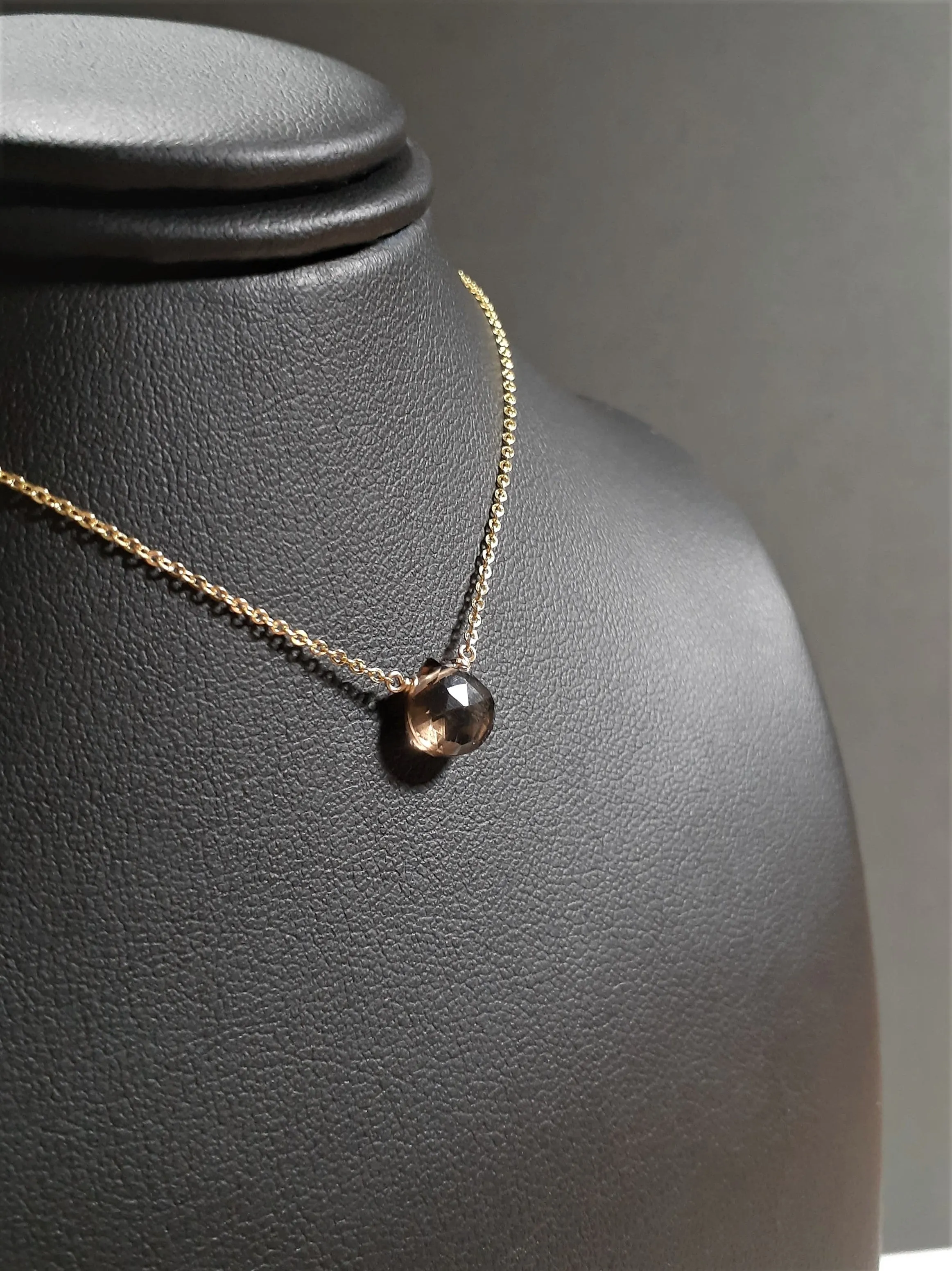 Smoky Quartz Heart Briolette Necklace