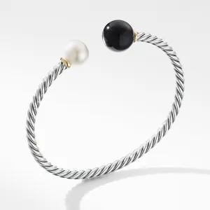 Solari XL Cable Bracelet with Black Onyx, Pearl and 14K Yellow Gold