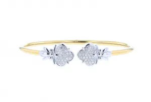 Solid 14K Yellow Gold Flex Bangle Bracelet with white gold accents and 0.60ct diamonds