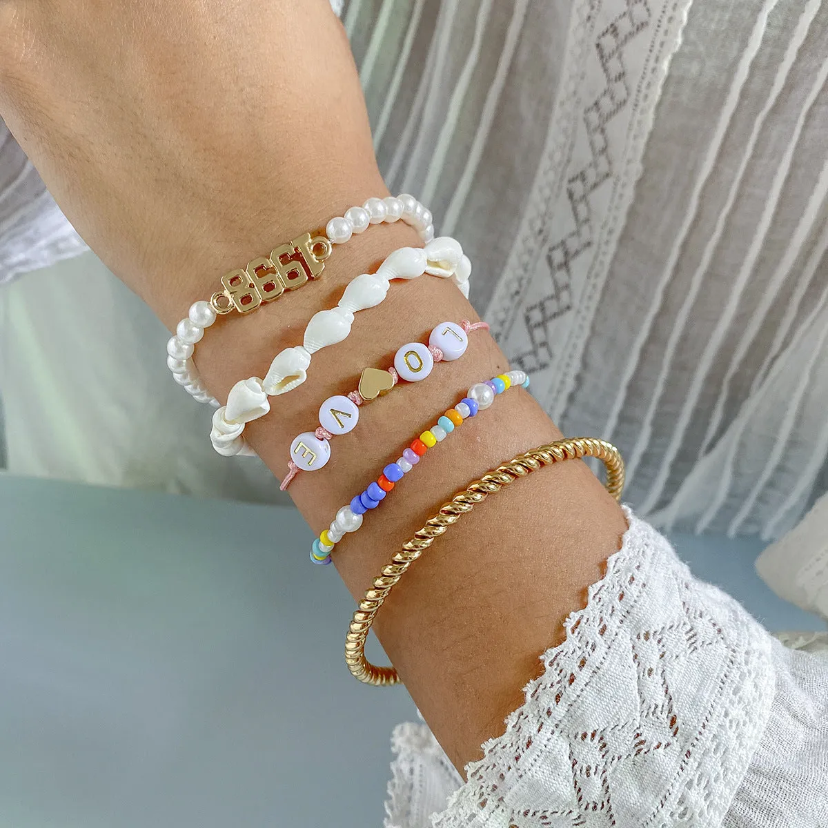 Stacked Twist Ring Shell Jewelry