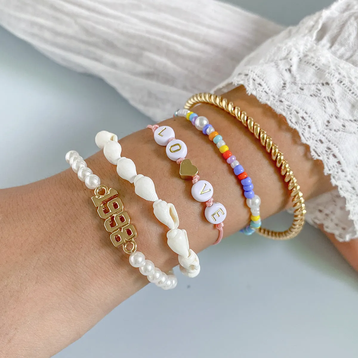 Stacked Twist Ring Shell Jewelry