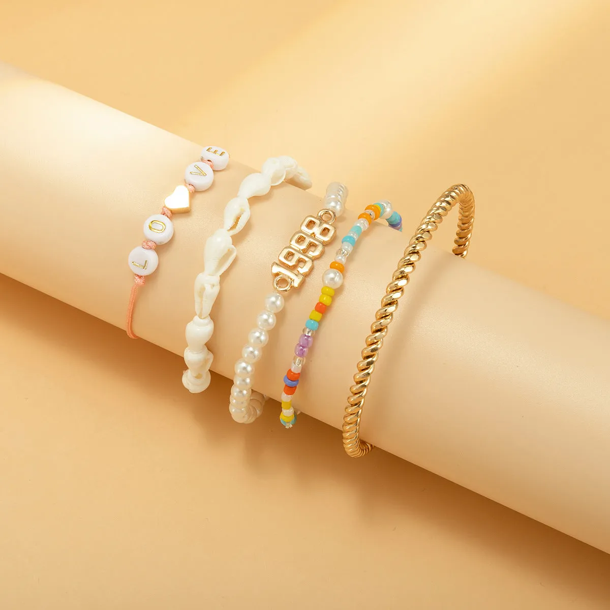 Stacked Twist Ring Shell Jewelry