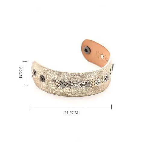 Star Charm Leather Cuff