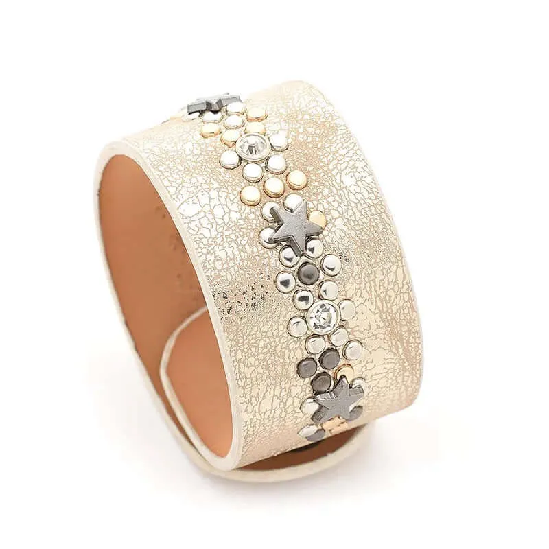Star Charm Leather Cuff