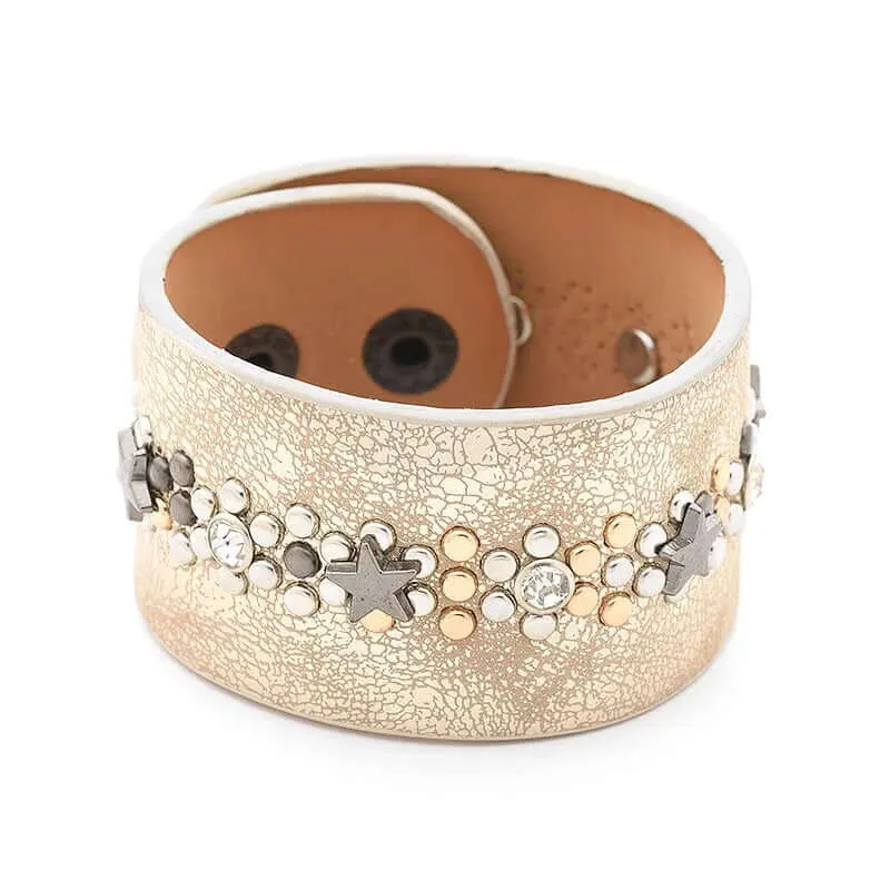 Star Charm Leather Cuff
