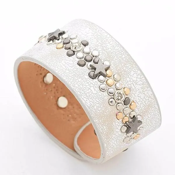 Star Charm Leather Cuff