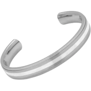 Steel gents cuff with Silver inlay