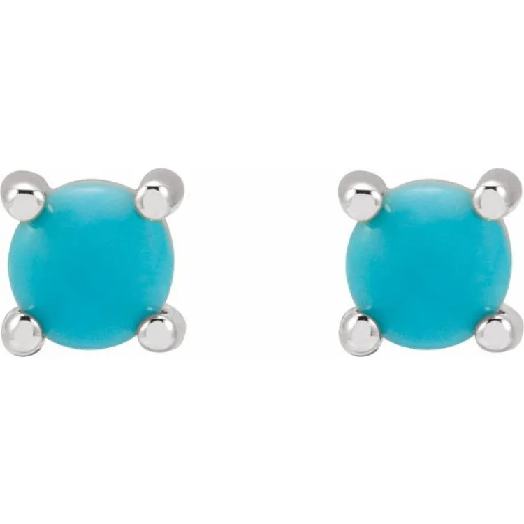 Sterling Silver 4 mm Natural Turquoise Earrings