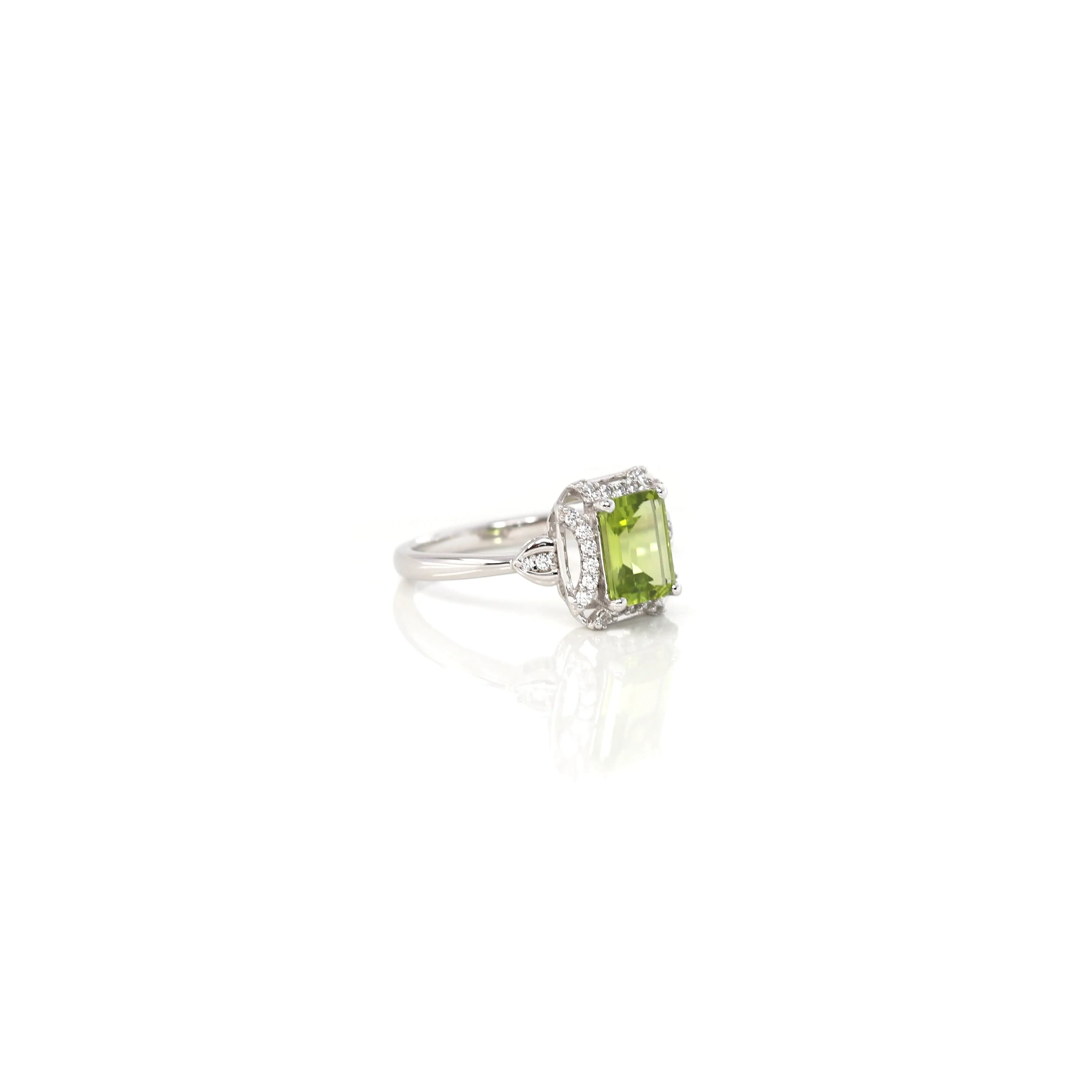 Sterling Silver Emerald Fancy Cut Peridot Ring