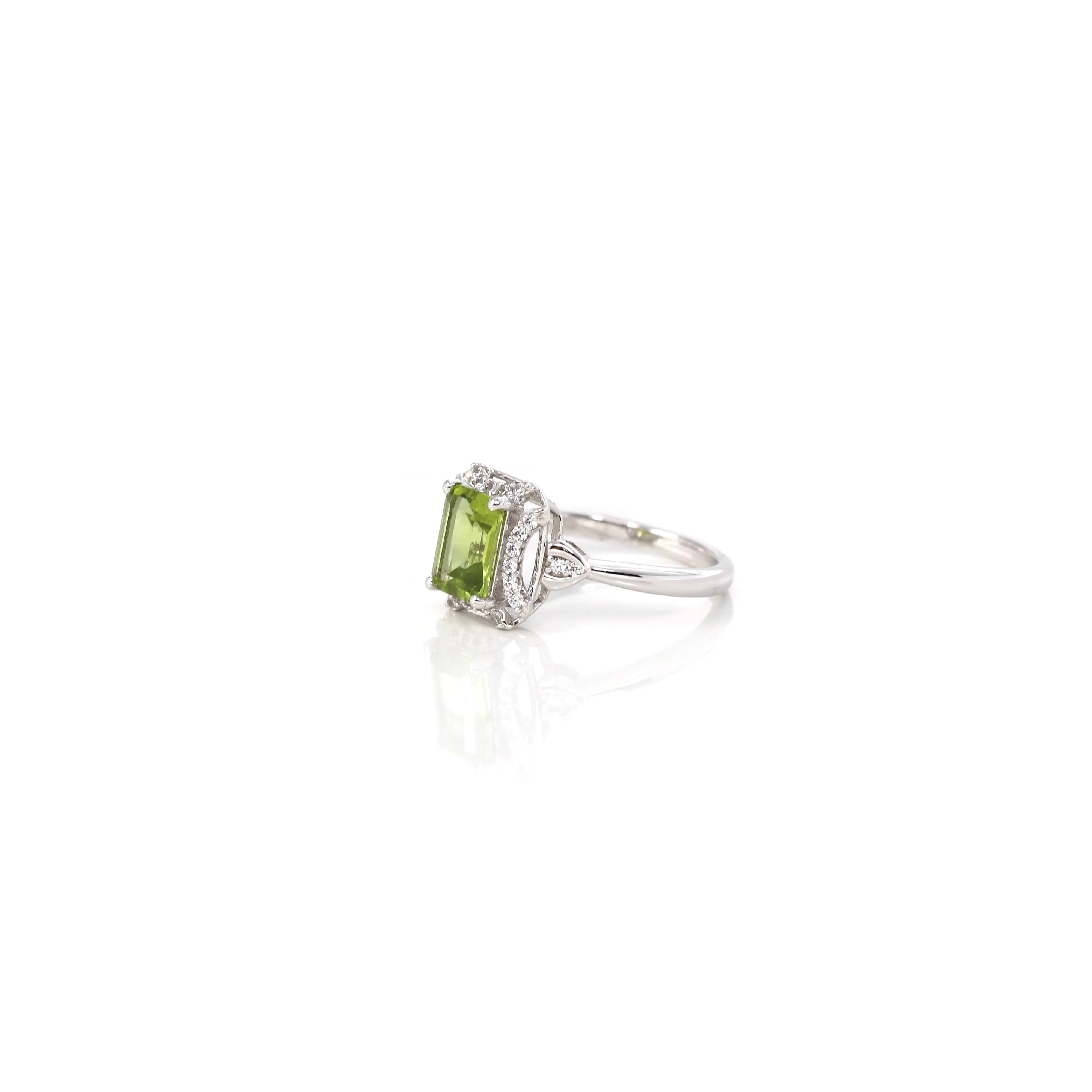 Sterling Silver Emerald Fancy Cut Peridot Ring