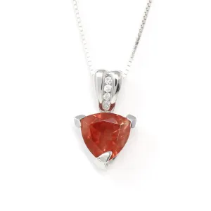 Sterling Silver Natural Ponderosa Sunstone Necklace With White Sapphire